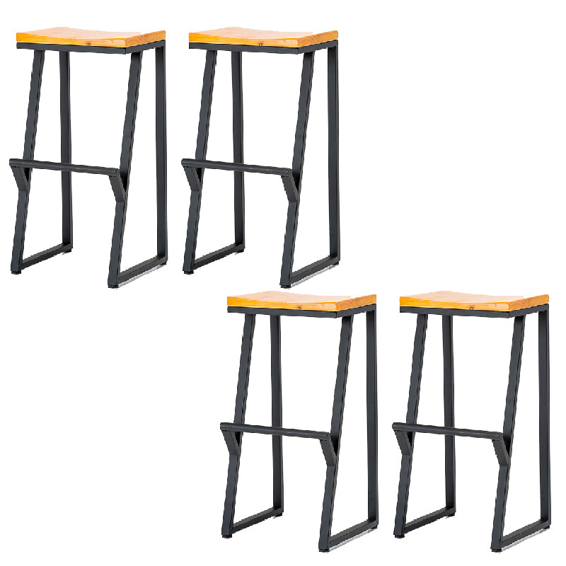 Contemporary Metal Counter Stool Wood Seat Bar Stool for Living Room