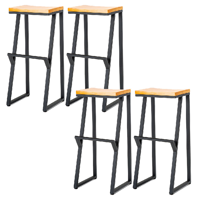 Contemporary Metal Counter Stool Wood Seat Bar Stool for Living Room