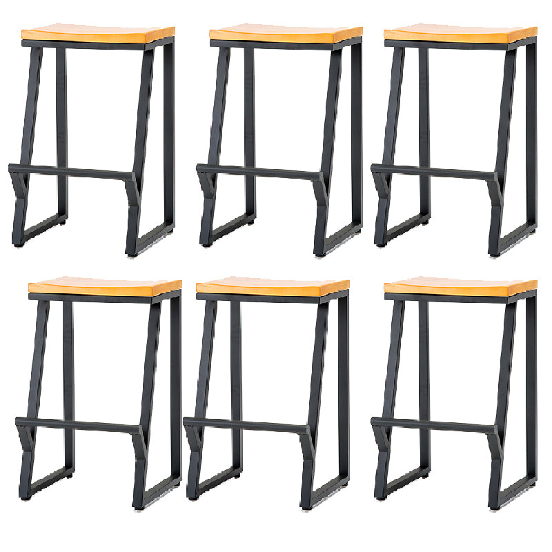 Contemporary Metal Counter Stool Wood Seat Bar Stool for Living Room