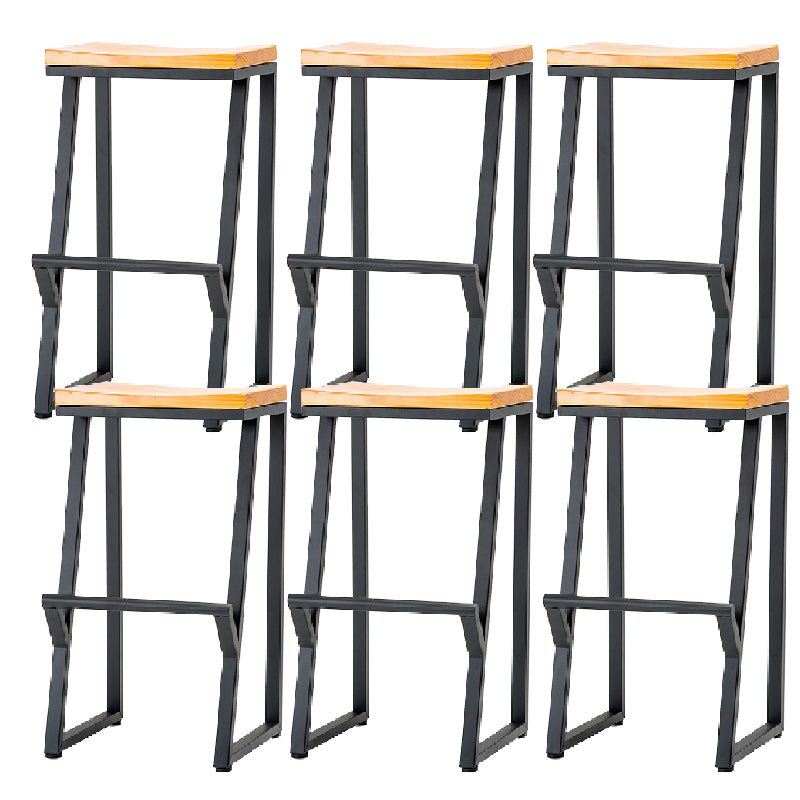 Contemporary Metal Counter Stool Wood Seat Bar Stool for Living Room