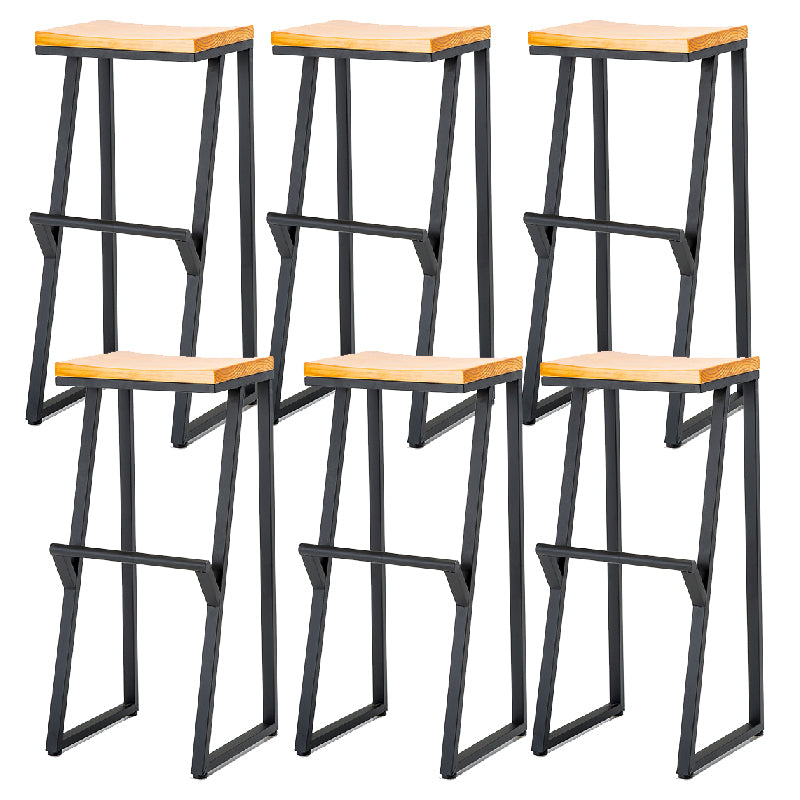 Contemporary Metal Counter Stool Wood Seat Bar Stool for Living Room
