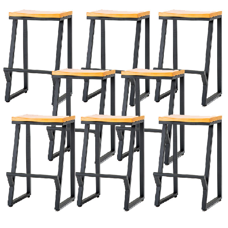 Contemporary Metal Counter Stool Wood Seat Bar Stool for Living Room