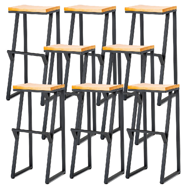 Contemporary Metal Counter Stool Wood Seat Bar Stool for Living Room