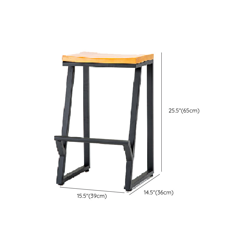 Contemporary Metal Counter Stool Wood Seat Bar Stool for Living Room