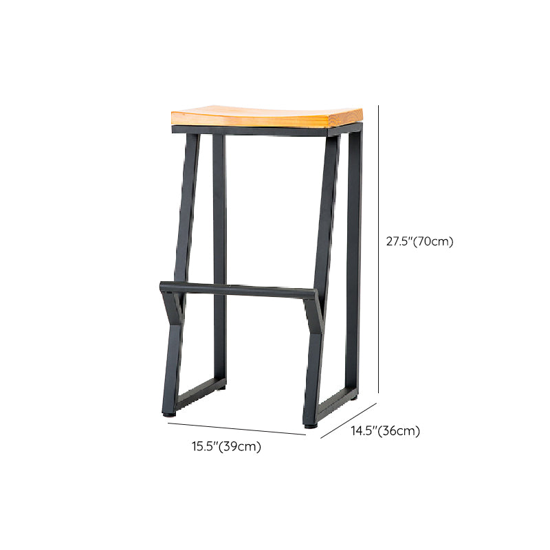 Contemporary Metal Counter Stool Wood Seat Bar Stool for Living Room