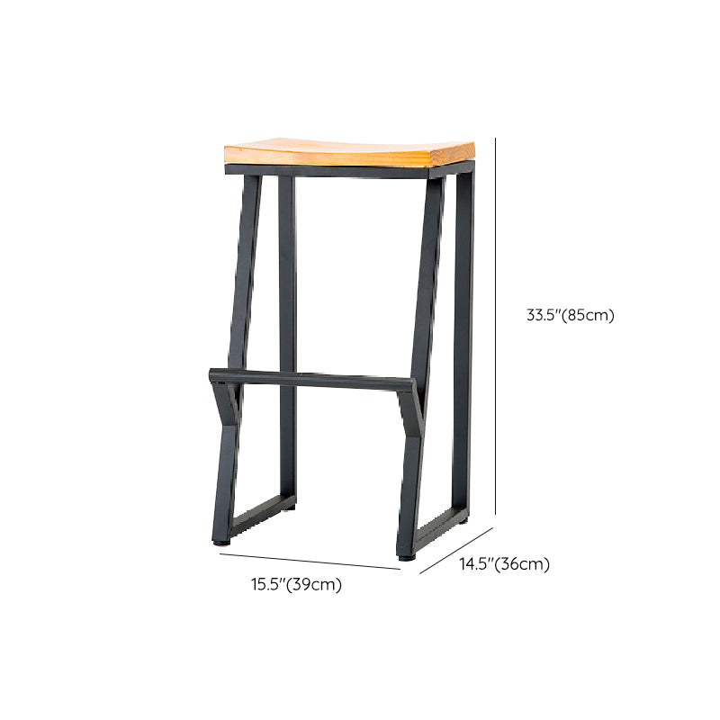 Contemporary Metal Counter Stool Wood Seat Bar Stool for Living Room