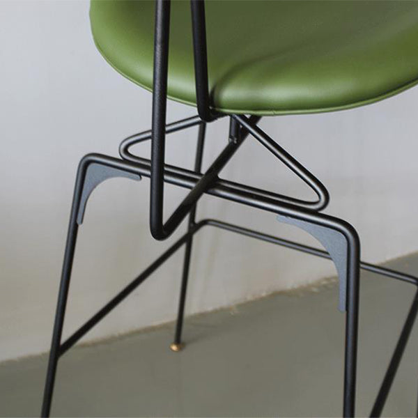 Contemporary Armless Counter Stool Faux Leather Low Back Bar Stool for Indoor