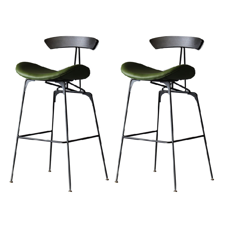 Contemporary Armless Counter Stool Faux Leather Low Back Bar Stool for Indoor