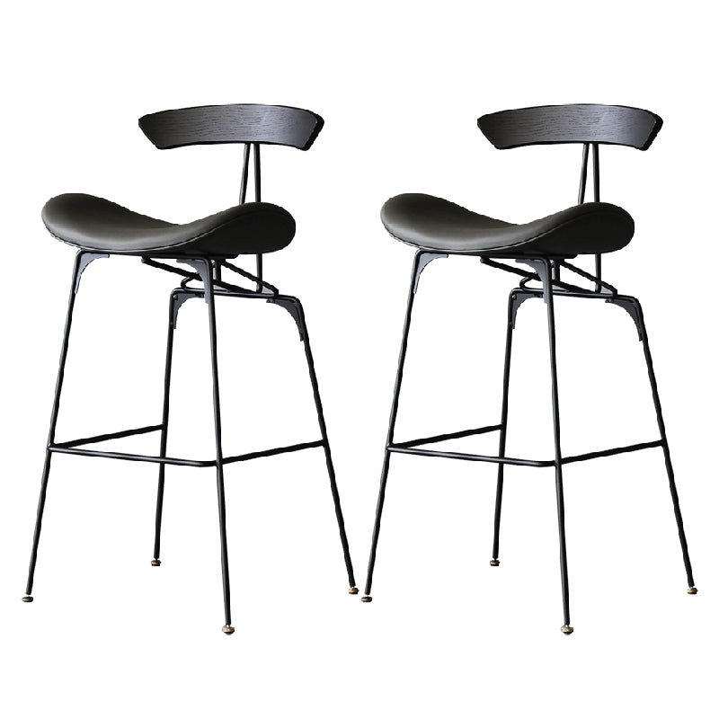 Contemporary Armless Counter Stool Faux Leather Low Back Bar Stool for Indoor