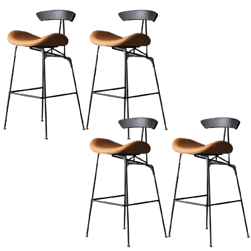 Contemporary Armless Counter Stool Faux Leather Low Back Bar Stool for Indoor