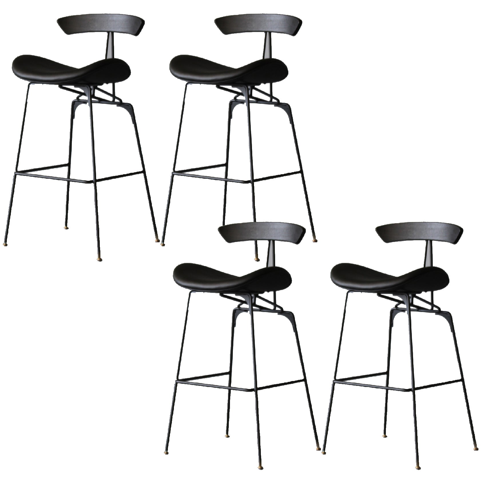 Contemporary Armless Counter Stool Faux Leather Low Back Bar Stool for Indoor