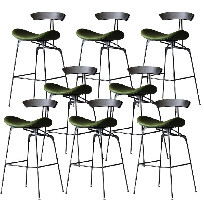 Contemporary Armless Counter Stool Faux Leather Low Back Bar Stool for Indoor