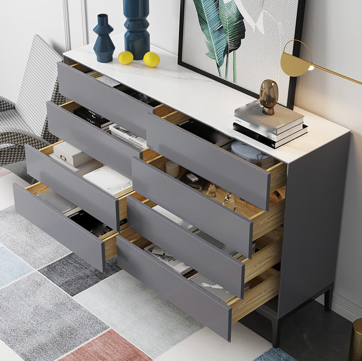 Contemporary Storage Chest Stone Bedroom Chest with Black Legs