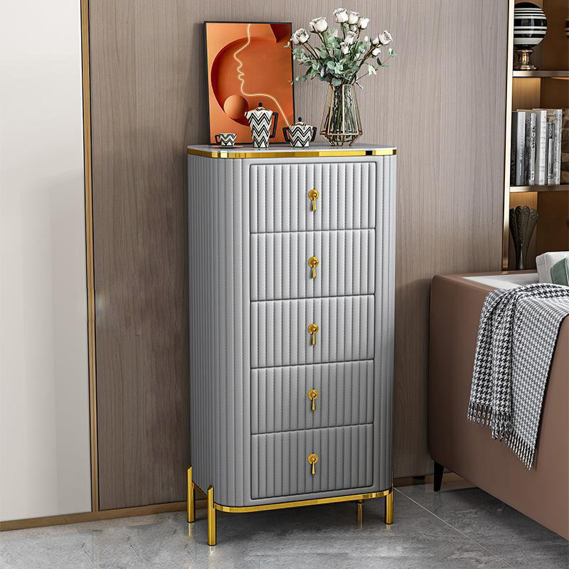 Glam Vertical Stone Storage Chest Bedroom Chest with Drawers