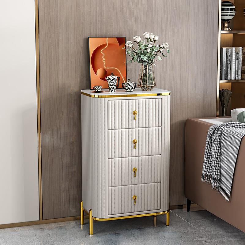Glam Vertical Stone Storage Chest Bedroom Chest with Drawers