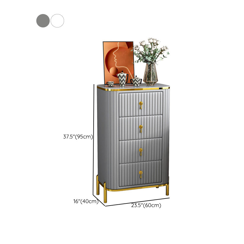 Glam Vertical Stone Storage Chest Bedroom Chest with Drawers