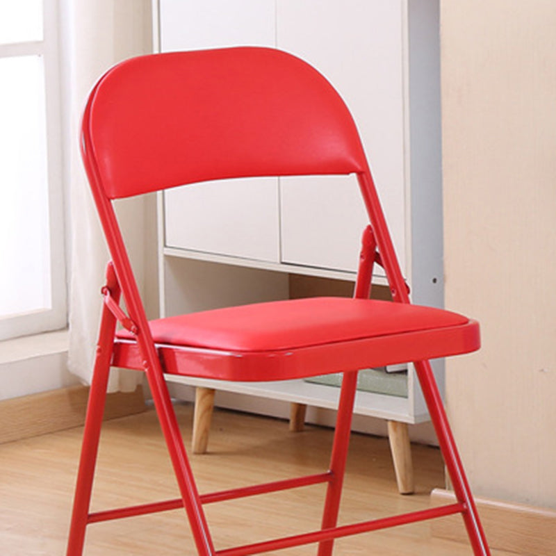 Contemporary Black Metal Frame Chair Armless Faux Leather Conference Chair