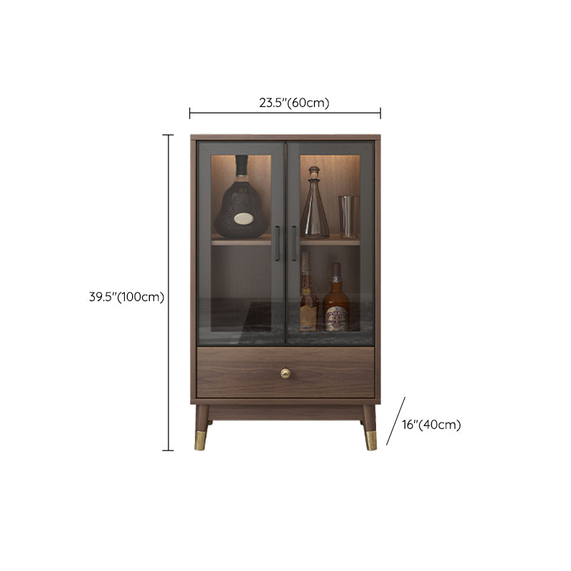 Contemporary Wood Display Stand Glass Doors Display Cabinet with Door for Bedroom