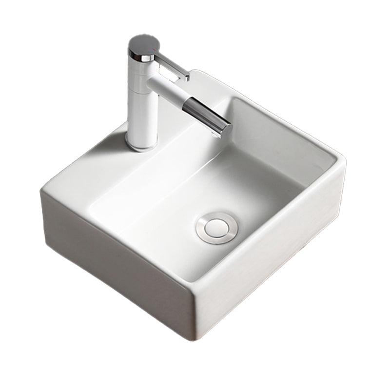 Modern Bathroom Sink Porcelain Rectangular with Drain Assembly Vessel Lavatory Sink