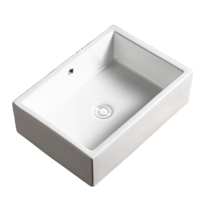 Modern Bathroom Sink Porcelain Rectangular with Drain Assembly Vessel Lavatory Sink