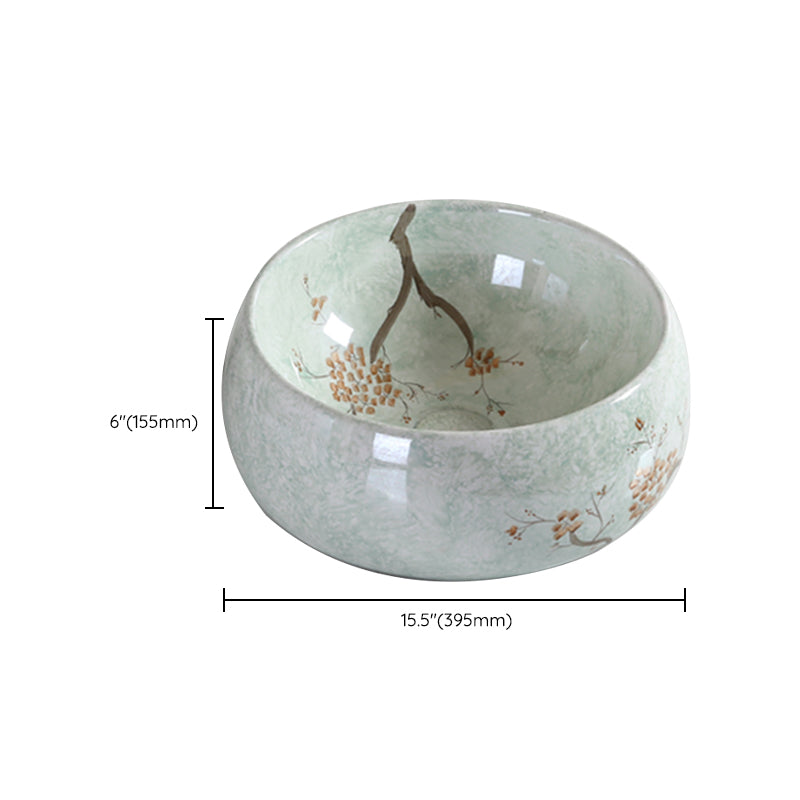 Traditional Bathroom Sink with Single Faucet Hole Porcelain Round Vessel