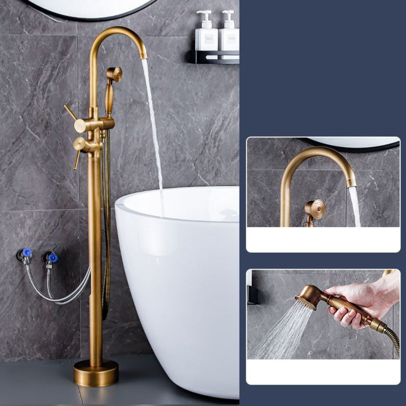 Floor Mount Tub Faucet Single Handle Metal Freestanding Faucet - 46.5" H