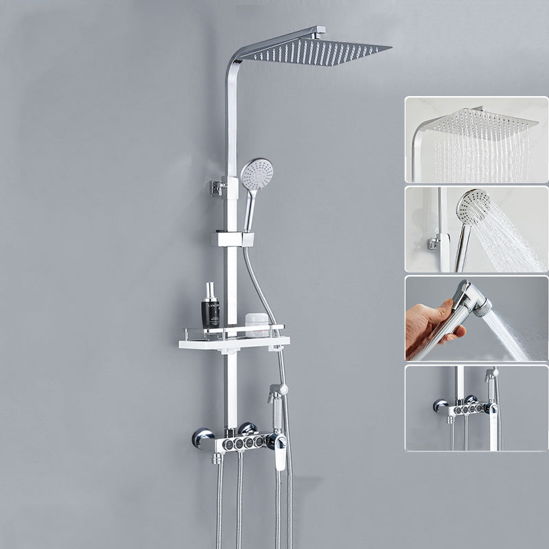 Modern Shower System Rectangle Spot Resist Handle Lever Wall Mounted Shower System