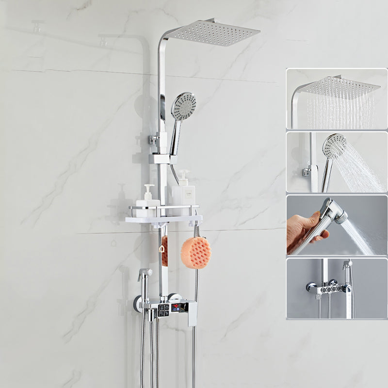 Modern Shower System Rectangle Spot Resist Handle Lever Wall Mounted Shower System