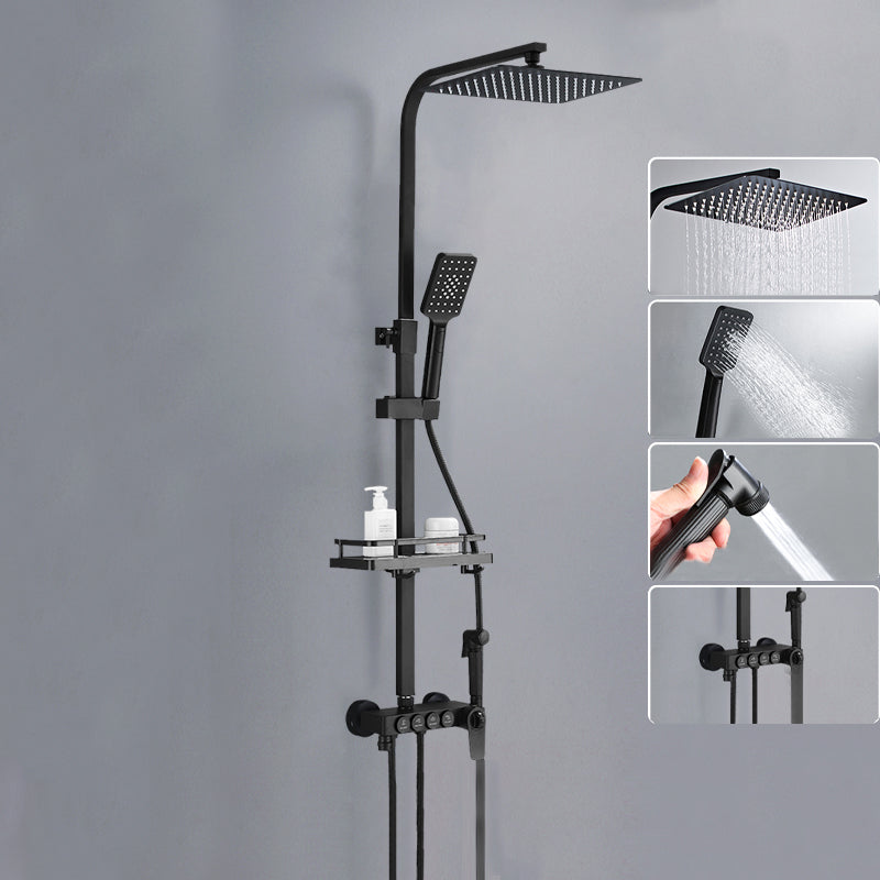 Modern Shower System Rectangle Spot Resist Handle Lever Wall Mounted Shower System