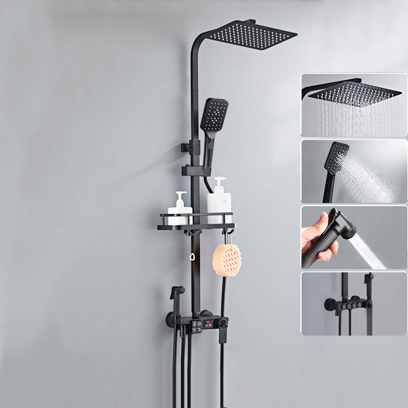 Modern Shower System Rectangle Spot Resist Handle Lever Wall Mounted Shower System