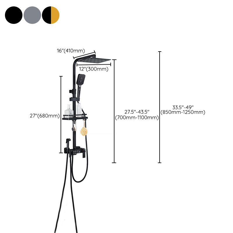 Modern Shower System Rectangle Spot Resist Handle Lever Wall Mounted Shower System