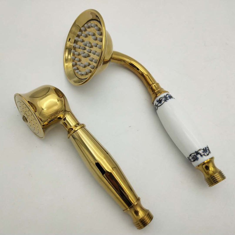 Traditional Handheld Shower Head with Hose Polished Brass Wall-Mount Showerhead