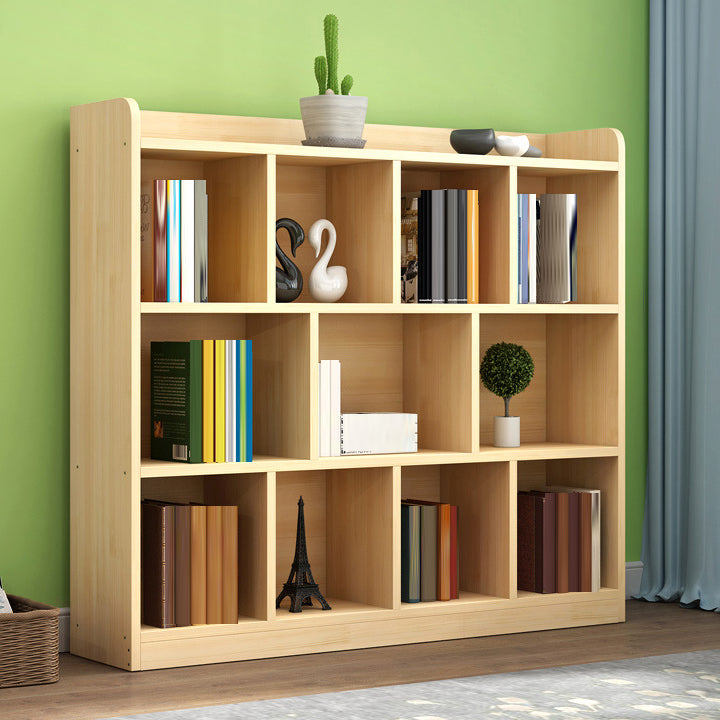 Contemporary Natural Wooden Book Shelf Closed Back Shelf Bookcase for Home