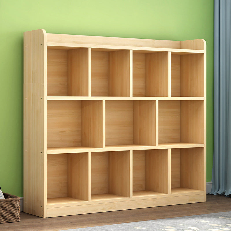 Contemporary Natural Wooden Book Shelf Closed Back Shelf Bookcase for Home