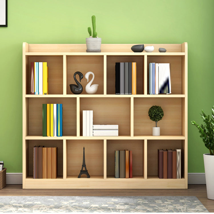 Contemporary Natural Wooden Book Shelf Closed Back Shelf Bookcase for Home