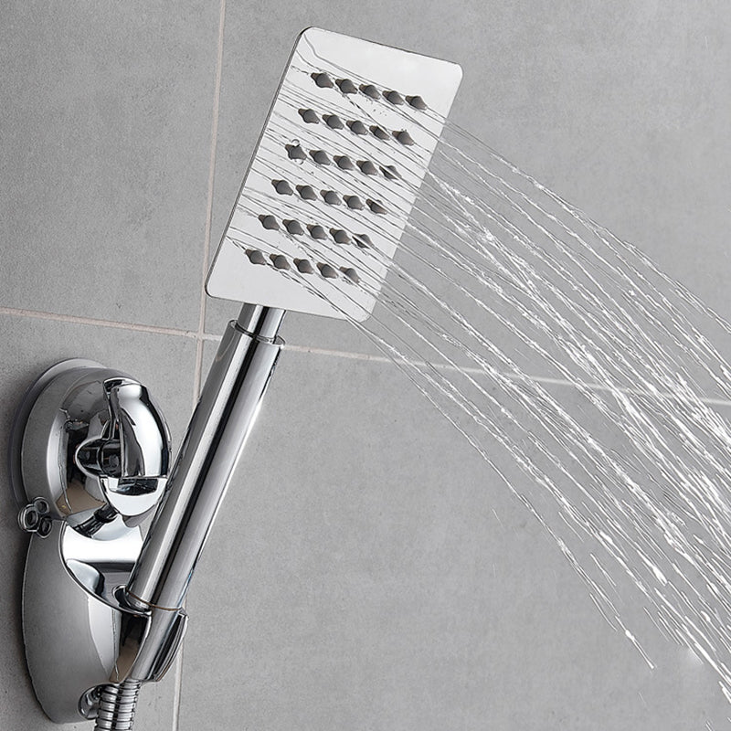 Silver Square Dual Shower Head Modern Water Filtration Wall-Mount Showerhead