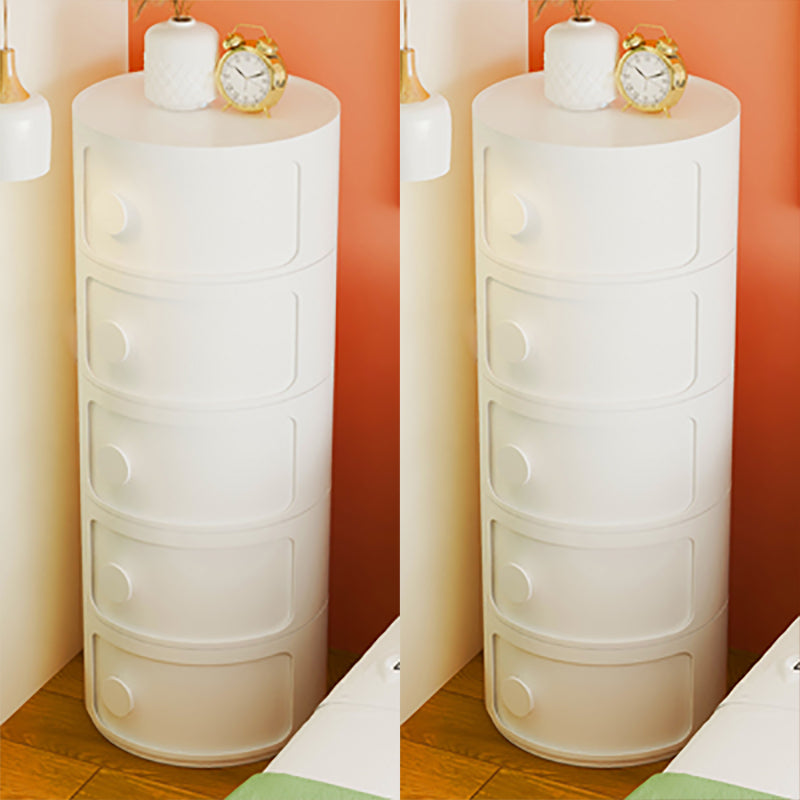 Contemporary Storage Accent Table Nightstand Round Nightstand with Cabinets