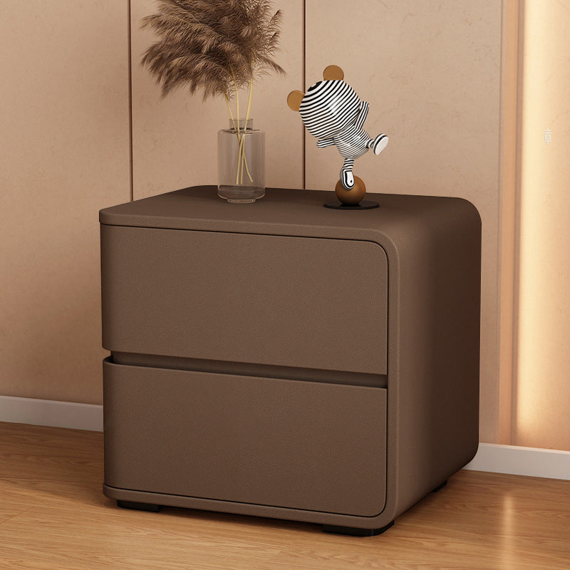 Contemporary Bed Nightstand Solid Wood Bedside Cabinet with 2 Drawers