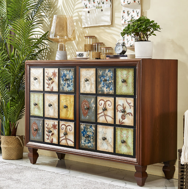 American Traditional Wooden Chest Home Storage Chest with Drawers
