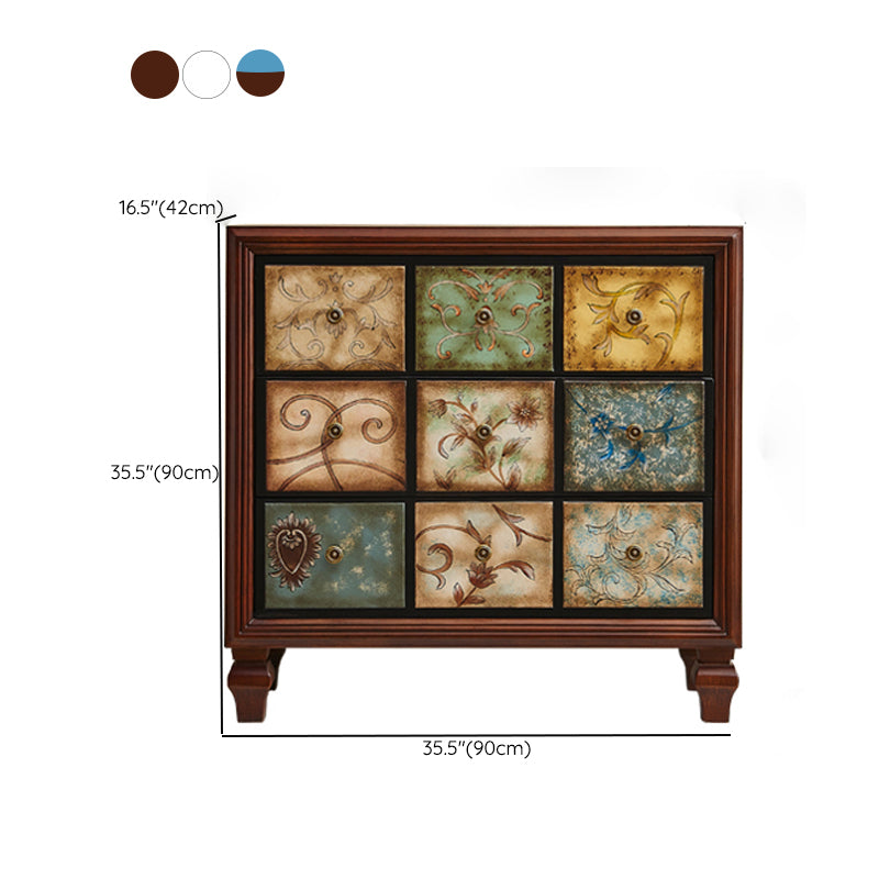 American Traditional Wooden Chest Home Storage Chest with Drawers