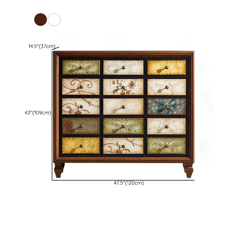 American Traditional Wooden Chest Home Storage Chest with Drawers