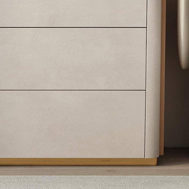 Glam Horizontal Stone Storage Chest Bedroom Chest in White with Drawers