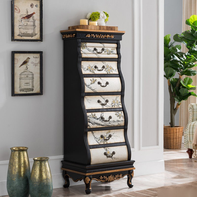 Traditional Storage Chest Solid Wood Storage Chest Dresser with 7 Drawers