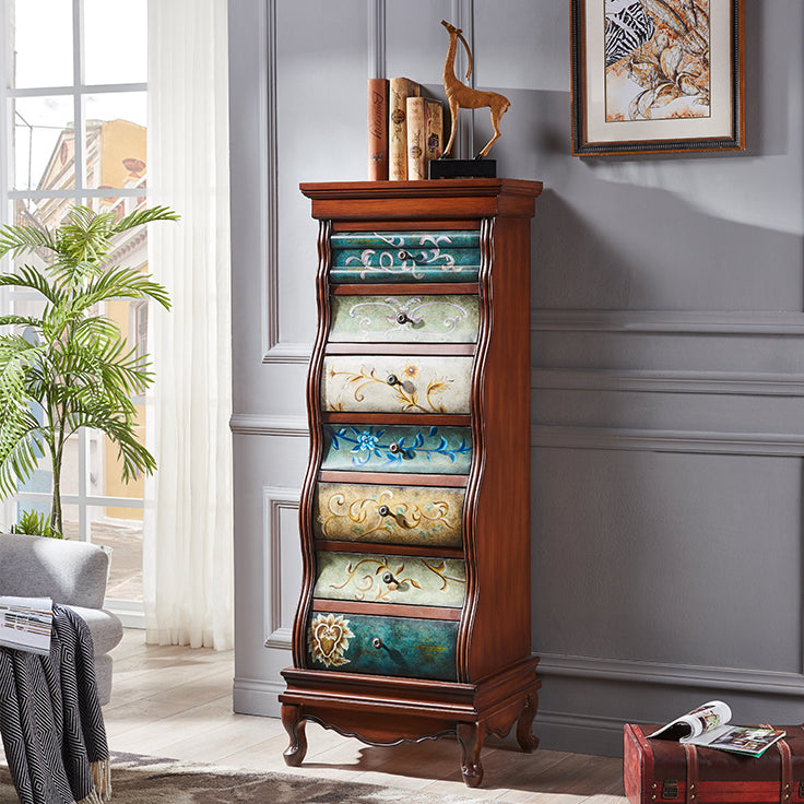 Traditional Storage Chest Solid Wood Storage Chest Dresser with 7 Drawers