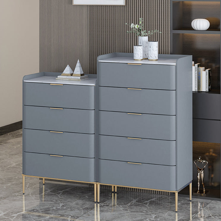 Vertical Glam Stone Storage Chest Bedroom Chest with Drawers
