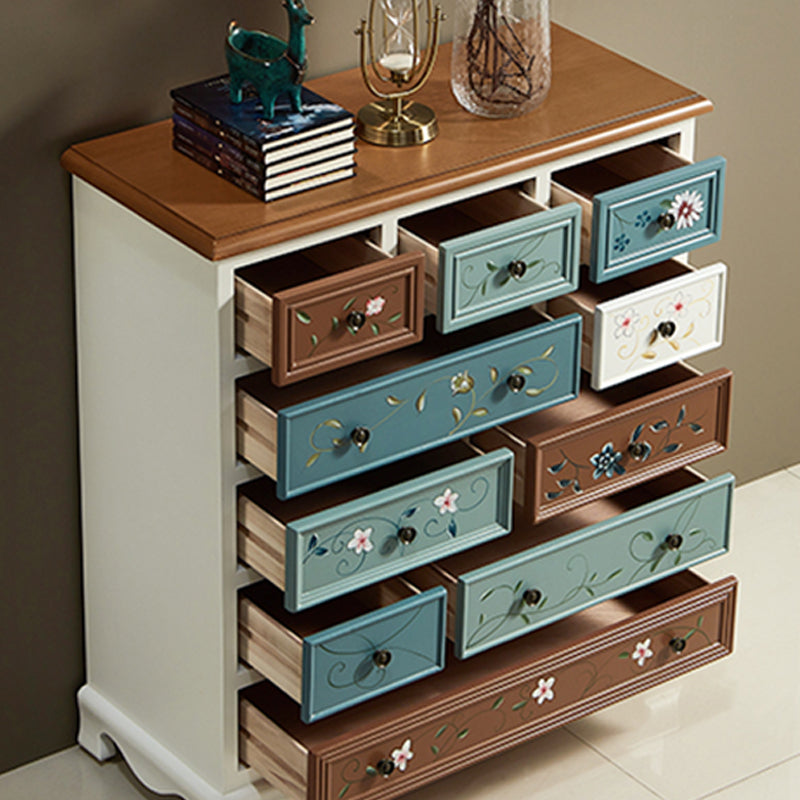 Nautical Bedroom Storage Chest Vertical Wooden Chest with Drawers