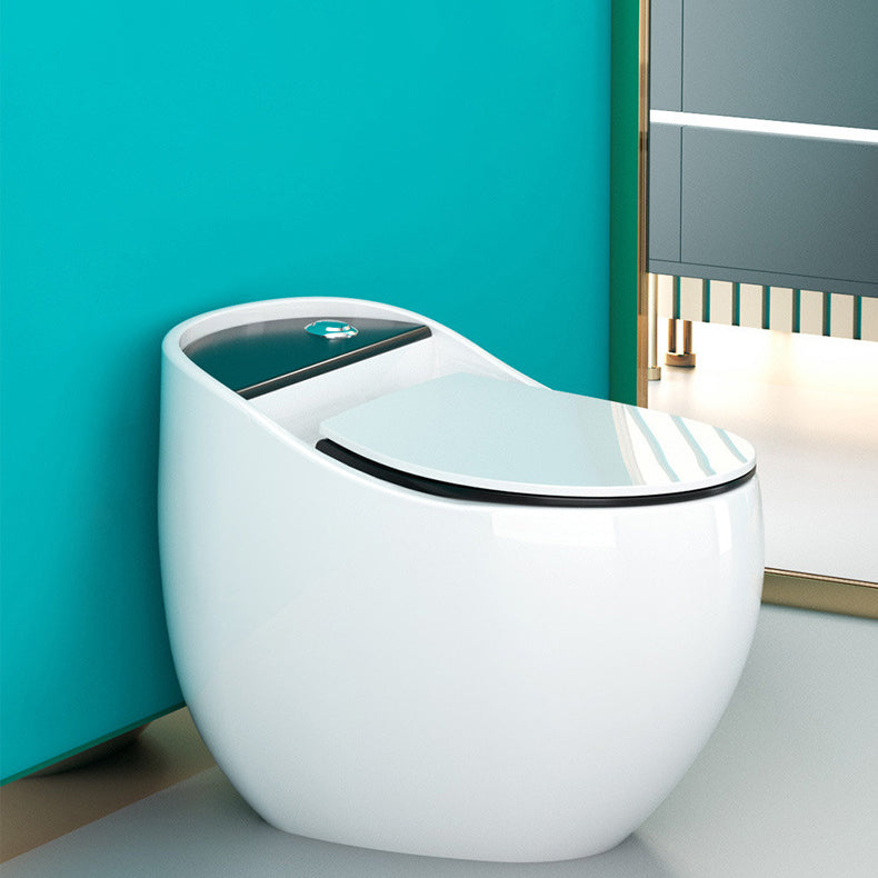 1-Piece Round Flush Toilet 0.8/1.28 GPF Ceramic Toilet Bowl for Bathroom