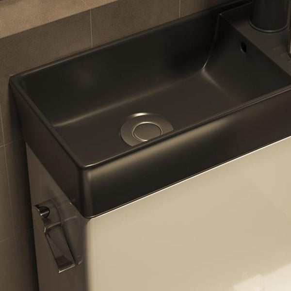 1-Piece Elongated Flush Toilet Ceramic Toilet Bowl with Wash Basin