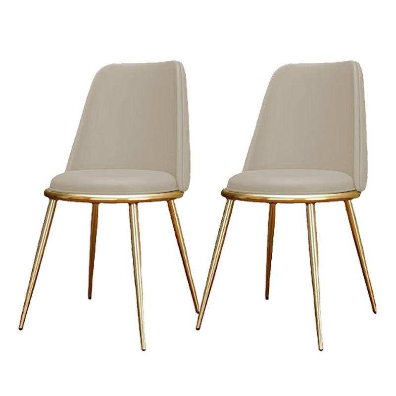Glam Armless Dining Chairs Upholstered Dining Side Chairs with Gold Legs