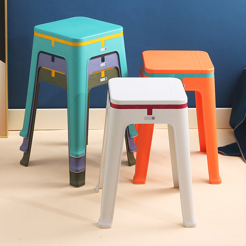 Glam Indoor-Outdoor Backless Dining Chair Plastic Stackable Side Chair